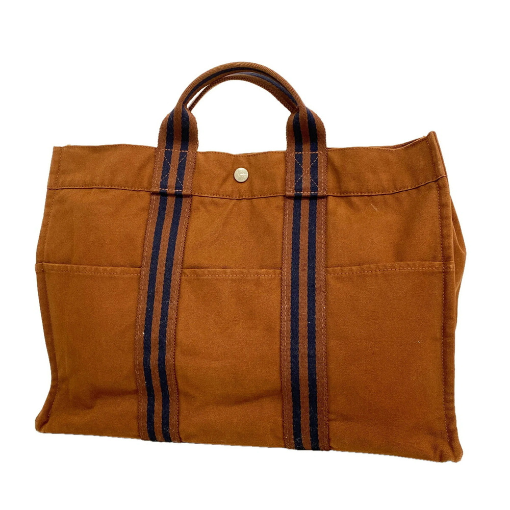 Hermes Fourre-Tout MM Canvas Tote Bag, Brown, Men's & Women's